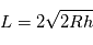 L = 2 \sqrt{2 R h}