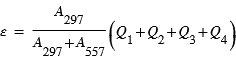 epsilon=(A_297/(A_297+A_557))*(Q_1+Q_2+Q_3+Q_4)