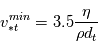 v_{*t}^{min}=3.5\frac{\eta}^{\rho d_t}